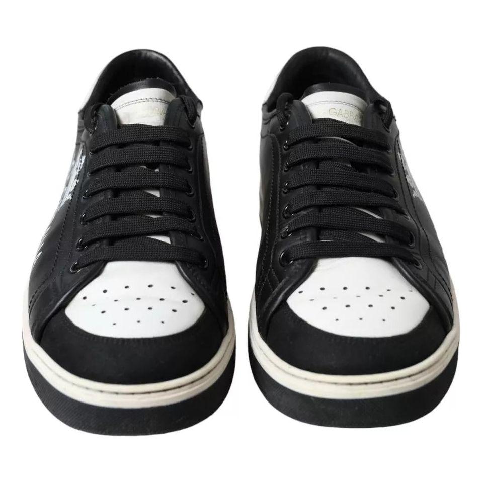Dolce & Gabbana Black Leather Crown Milano Men Sneakers Shoes Dolce & Gabbana Light Gray