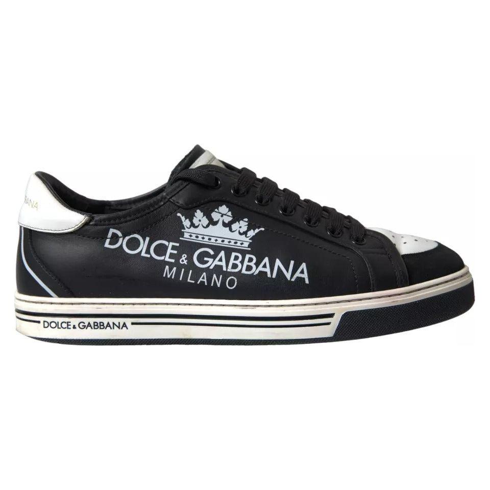 Dolce & Gabbana Black Leather Crown Milano Men Sneakers Shoes Dolce & Gabbana Light Gray