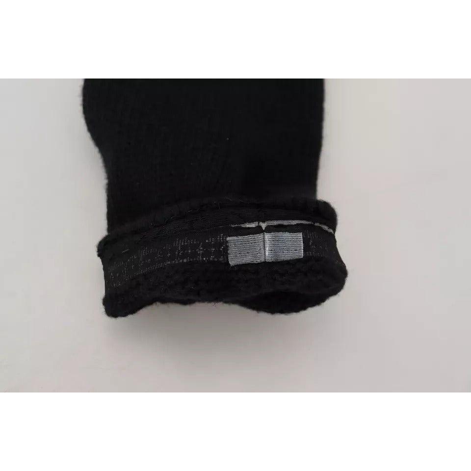 Dolce & Gabbana Black Wool Knit Calf Long Women Accessory Socks Dolce & Gabbana Gray