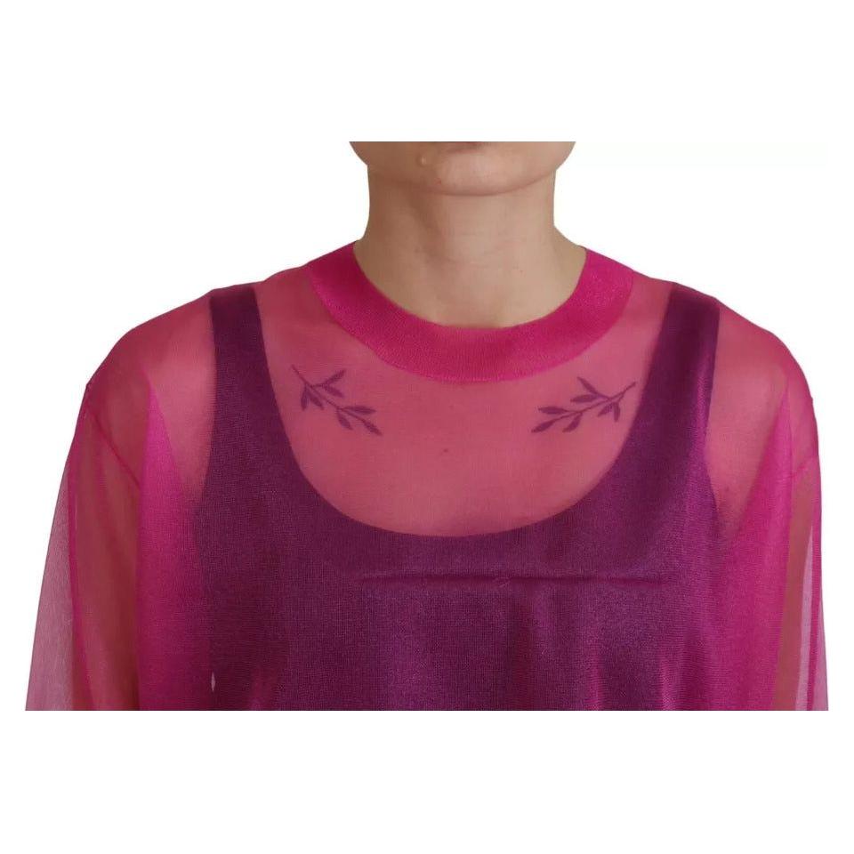 Dolce & Gabbana Fuchsia Polyester Crewneck Pullover Sweater TSH83740-40