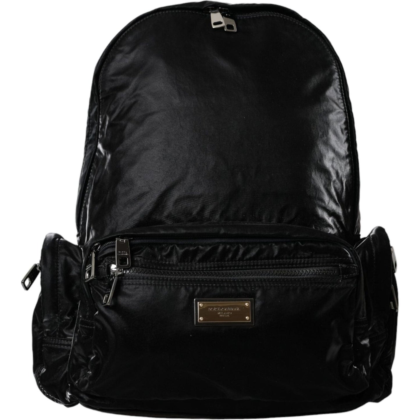 Dolce & Gabbana Black Patent Leather Logo Plaque Backpack Bag Dolce & Gabbana Black