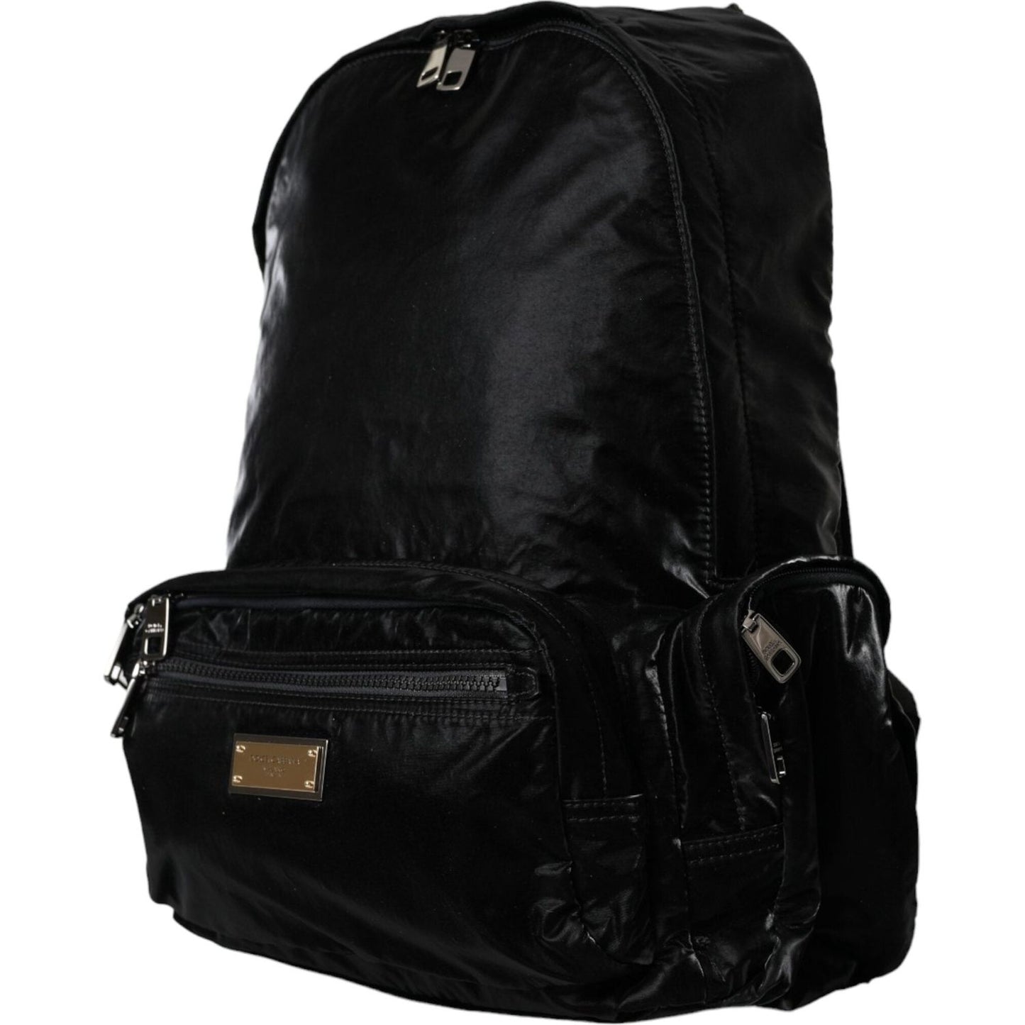 Dolce & Gabbana Black Patent Leather Logo Plaque Backpack Bag Dolce & Gabbana Black