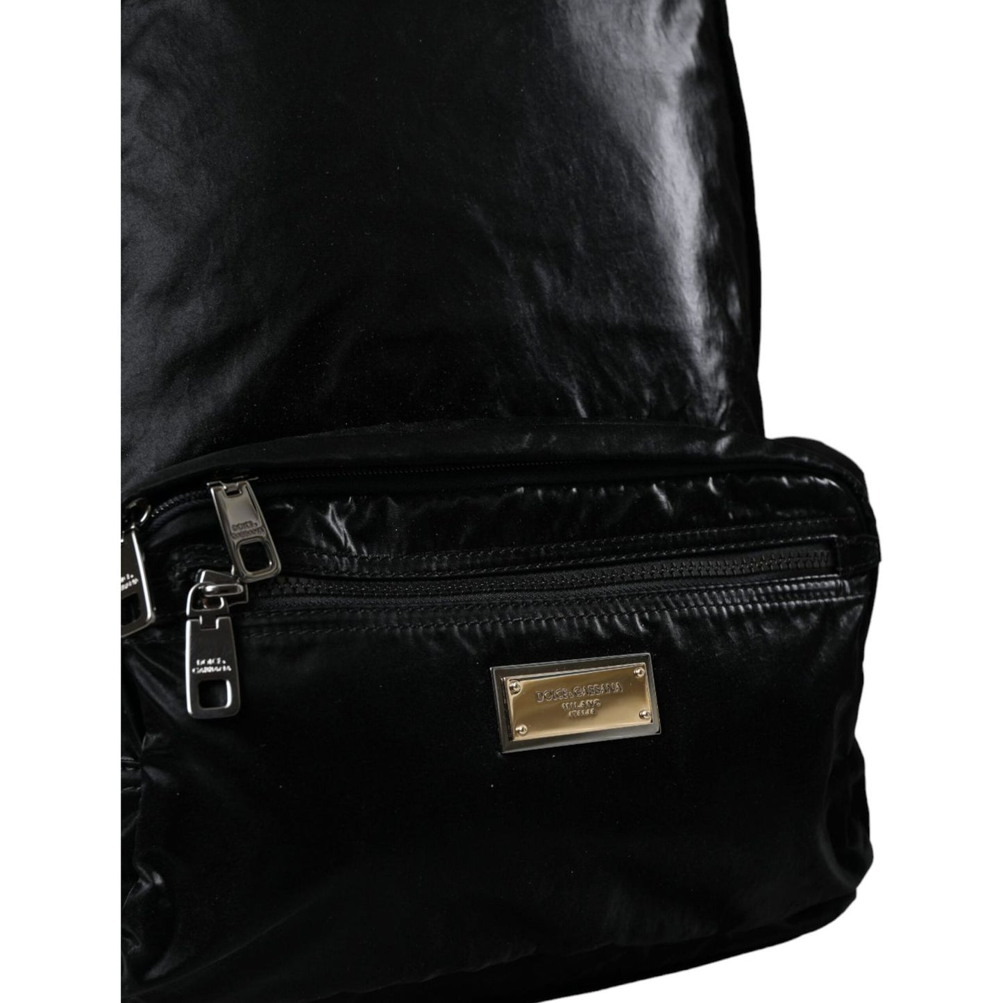Dolce & Gabbana Black Patent Leather Logo Plaque Backpack Bag Dolce & Gabbana Black
