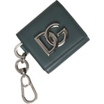 Dolce & Gabbana Green Leather DG Logo Keyring Coin Purse Keyring Wallet Dolce & Gabbana Dark Slate Gray