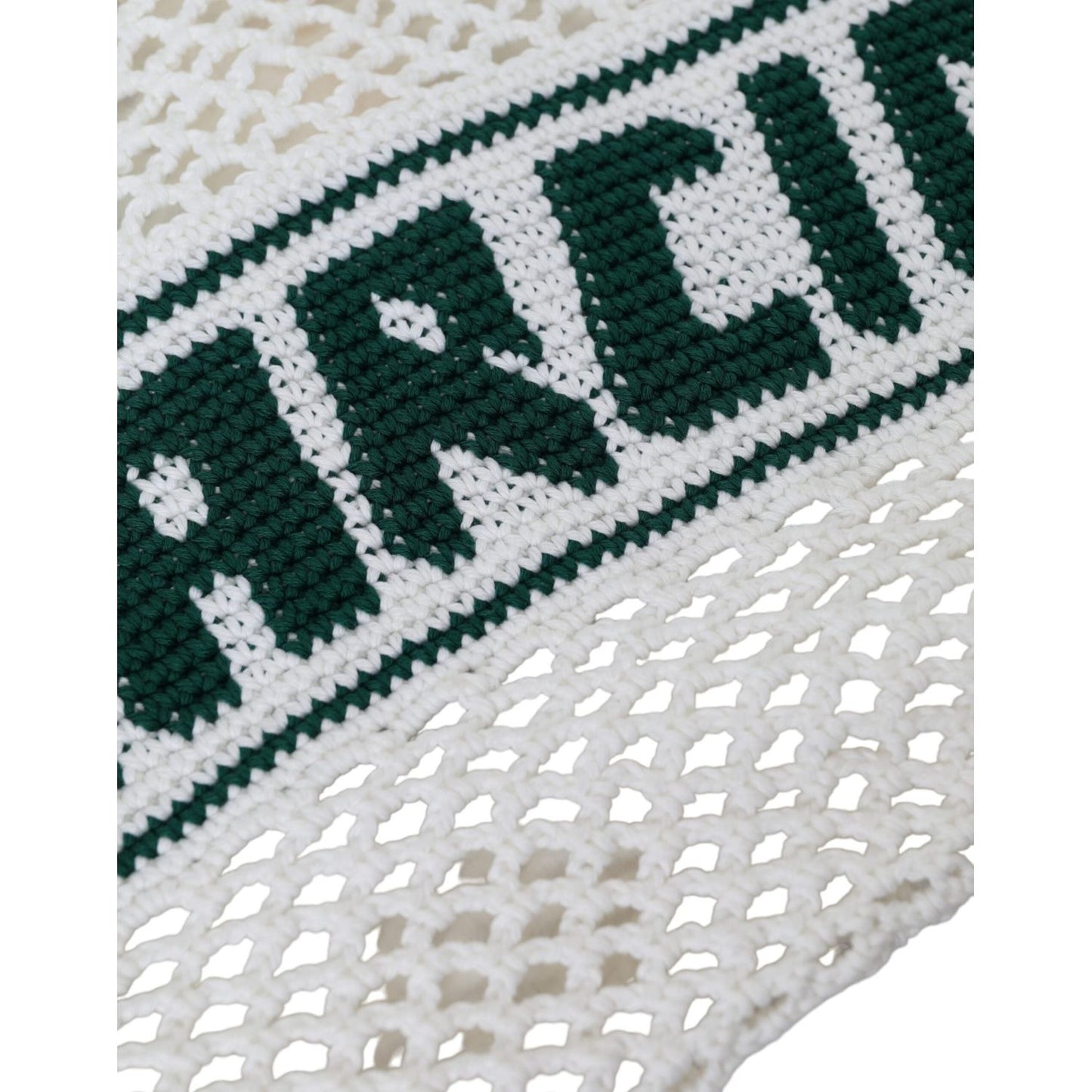 Dolce & Gabbana White Green Knitted Cotton Logo Shopping Tote Bag Dolce & Gabbana Dark Slate Gray