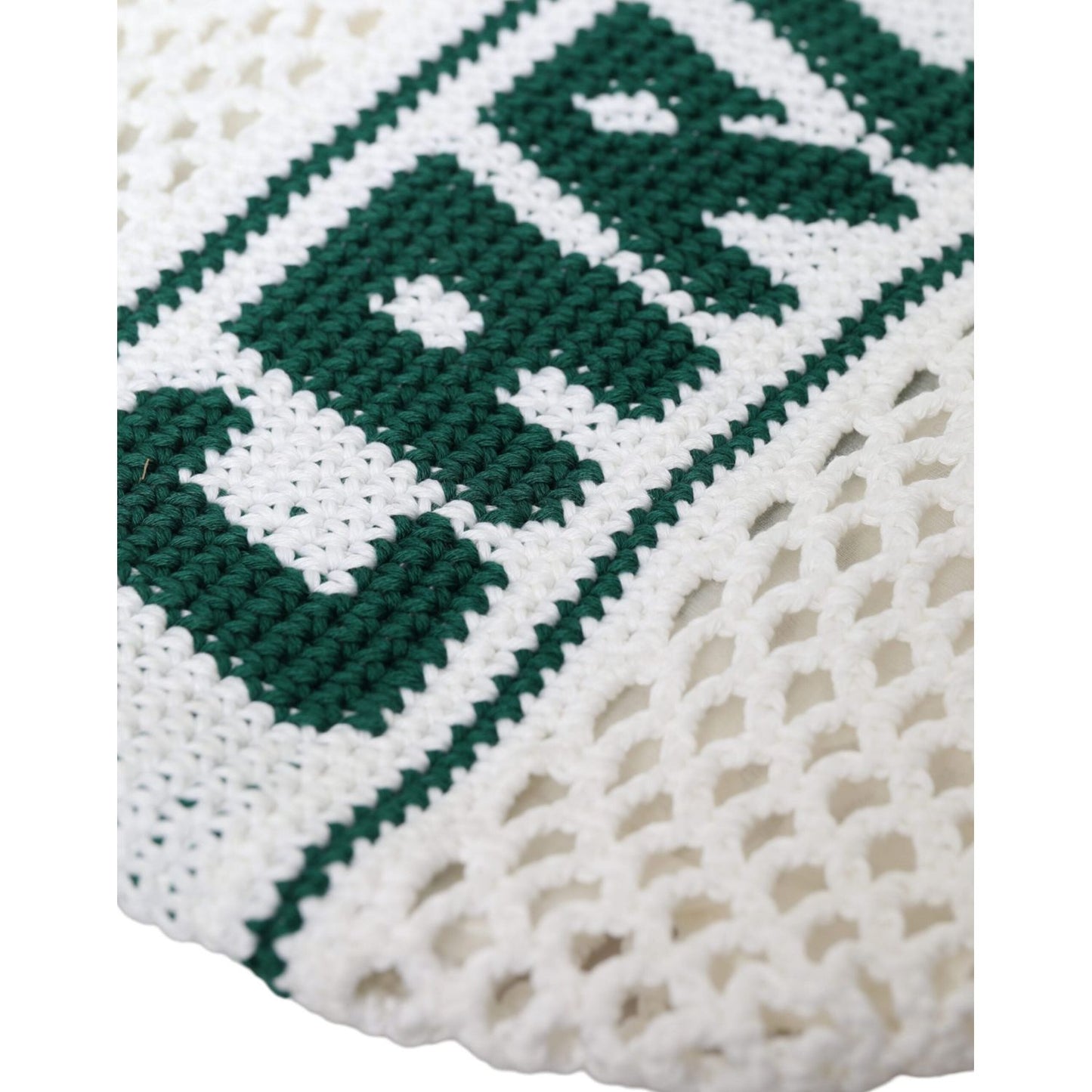 Dolce & Gabbana White Green Knitted Cotton Logo Shopping Tote Bag Dolce & Gabbana Dark Slate Gray