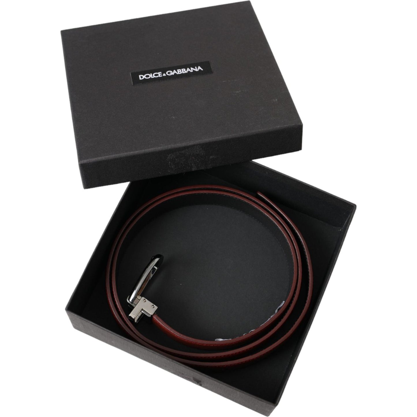 Dolce & Gabbana Brown Leather Silver Metal Buckle Belt Men Dolce & Gabbana Dark Slate Gray