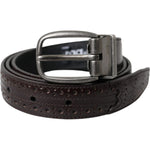 Dolce & Gabbana Dark Brown Perforated Leather Metal Buckle Belt Men Dolce & Gabbana Dark Slate Gray