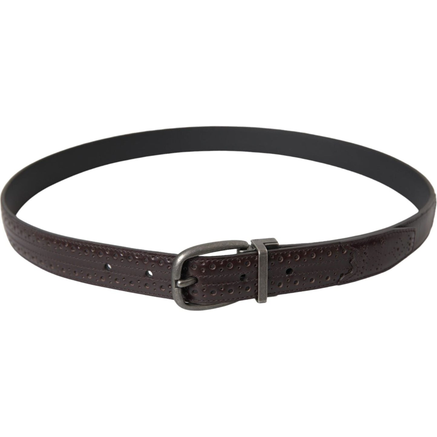 Dolce & Gabbana Dark Brown Perforated Leather Metal Buckle Belt Men Dolce & Gabbana Dark Slate Gray