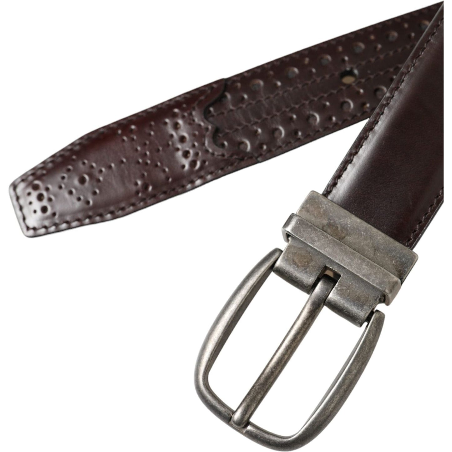 Dolce & Gabbana Dark Brown Perforated Leather Metal Buckle Belt Men Dolce & Gabbana Dark Slate Gray
