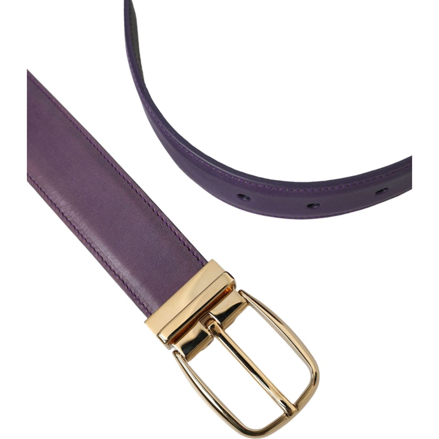 Dolce & Gabbana Purple Leather Gold Metal Buckle Belt Men Dolce & Gabbana Dim Gray