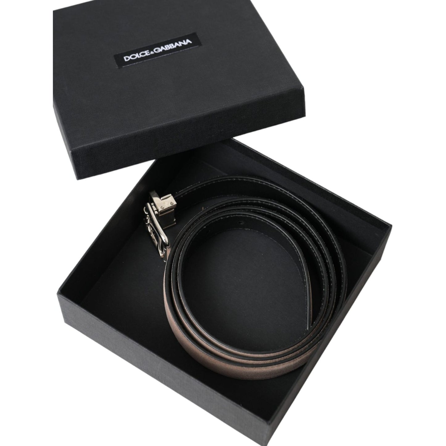 Dolce & Gabbana Beige Suede Leather Silver Buckle Belt Men Dolce & Gabbana Dark Slate Gray