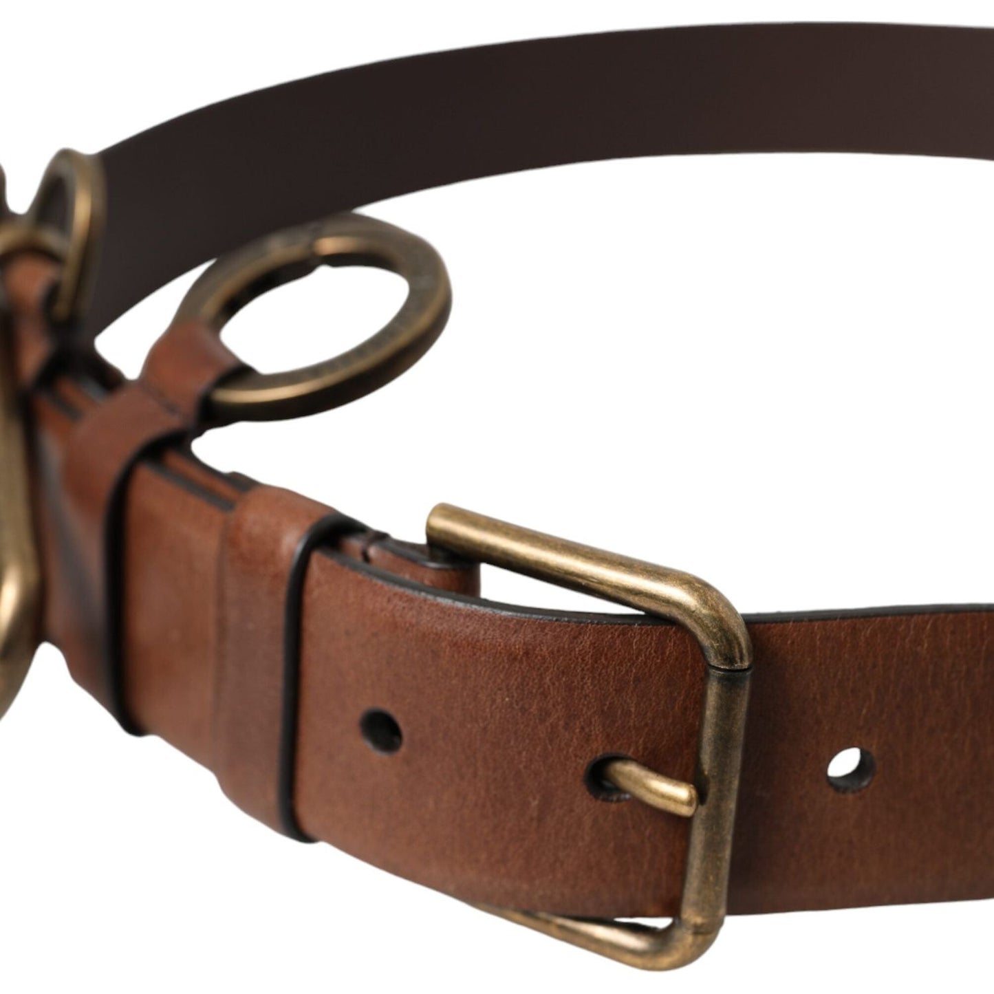 Dolce & Gabbana Brown Calf Leather Gold Metal Buckle Belt Men Dolce & Gabbana Dark Slate Gray