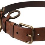 Dolce & Gabbana Brown Calf Leather Gold Metal Buckle Belt Men Dolce & Gabbana Dark Slate Gray