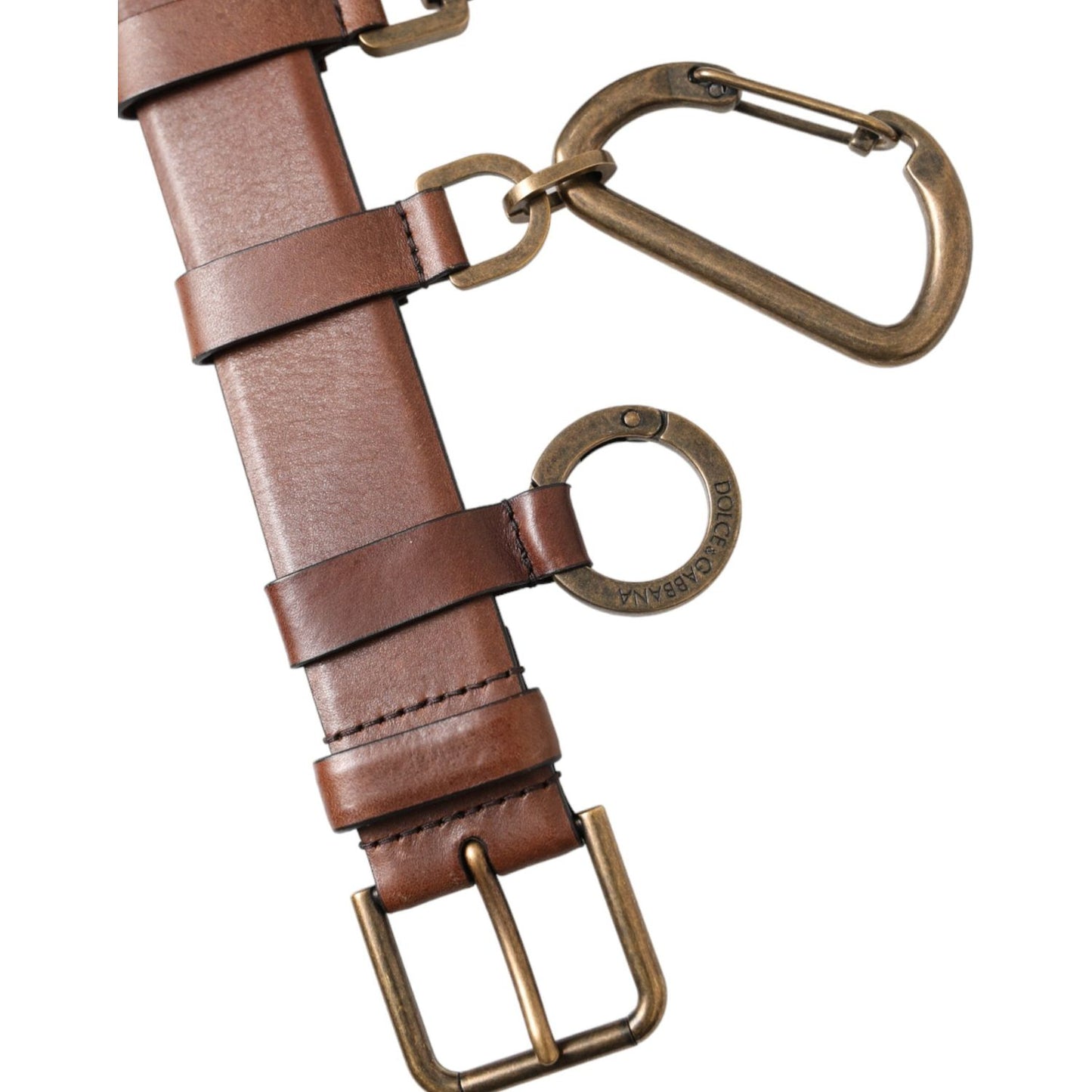 Dolce & Gabbana Brown Calf Leather Gold Metal Buckle Belt Men Dolce & Gabbana Dim Gray