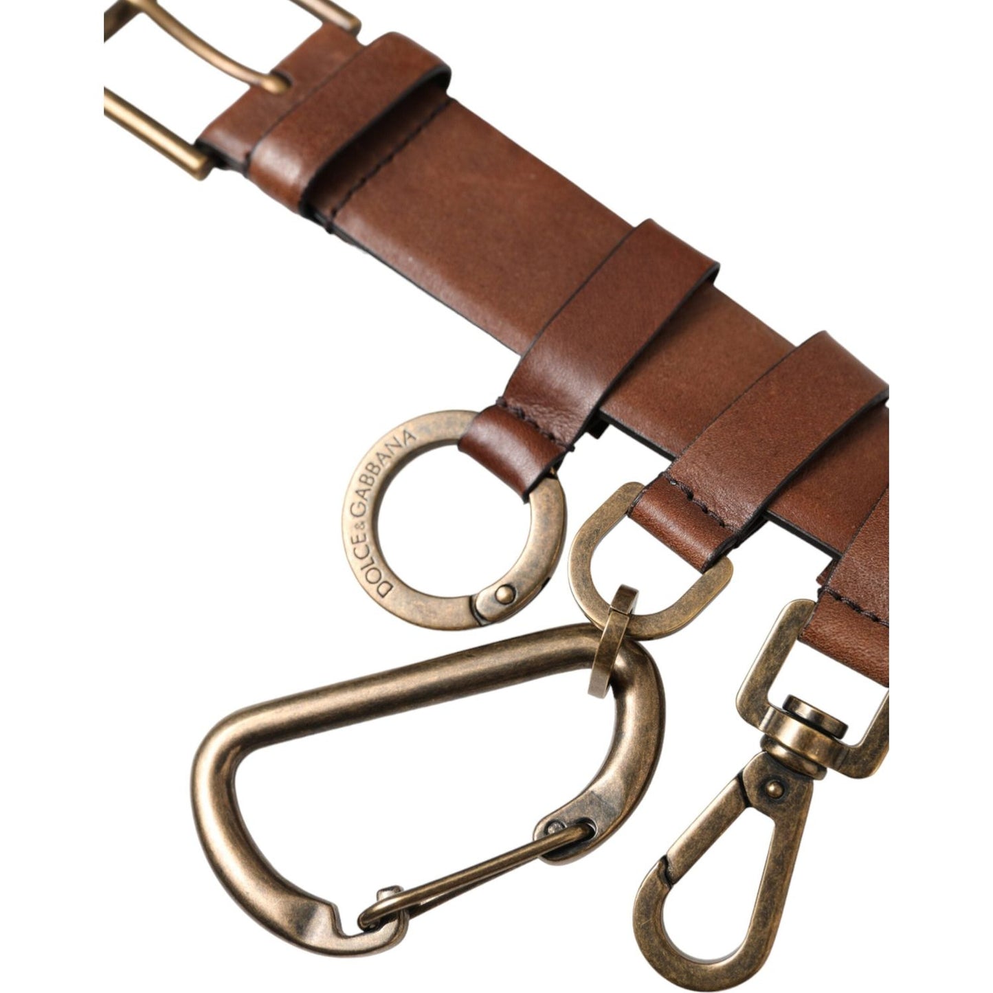 Dolce & Gabbana Brown Calf Leather Gold Metal Buckle Belt Men Dolce & Gabbana Dark Olive Green