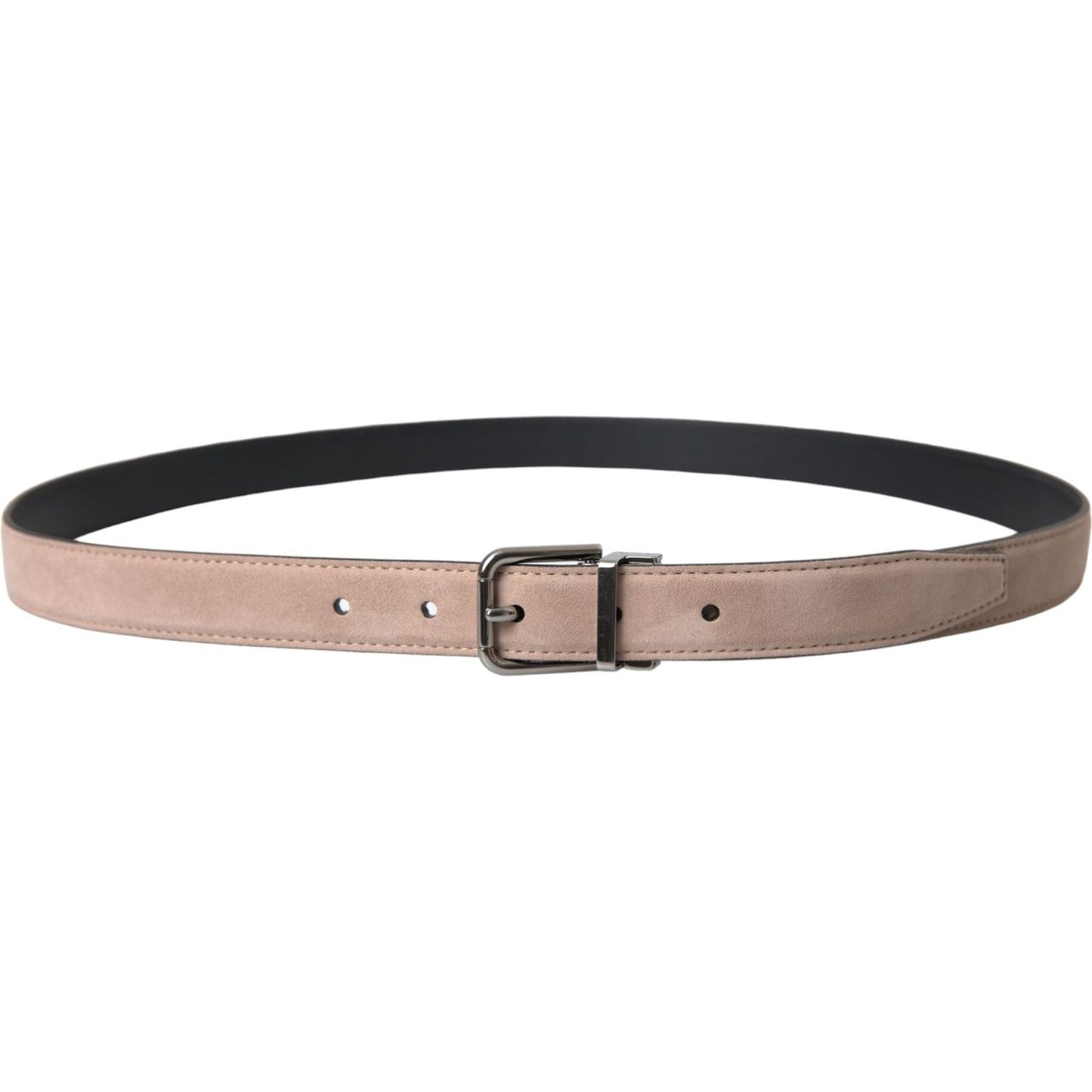 Dolce & Gabbana Beige Suede Leather Silver Buckle Belt Men Dolce & Gabbana Rosy Brown