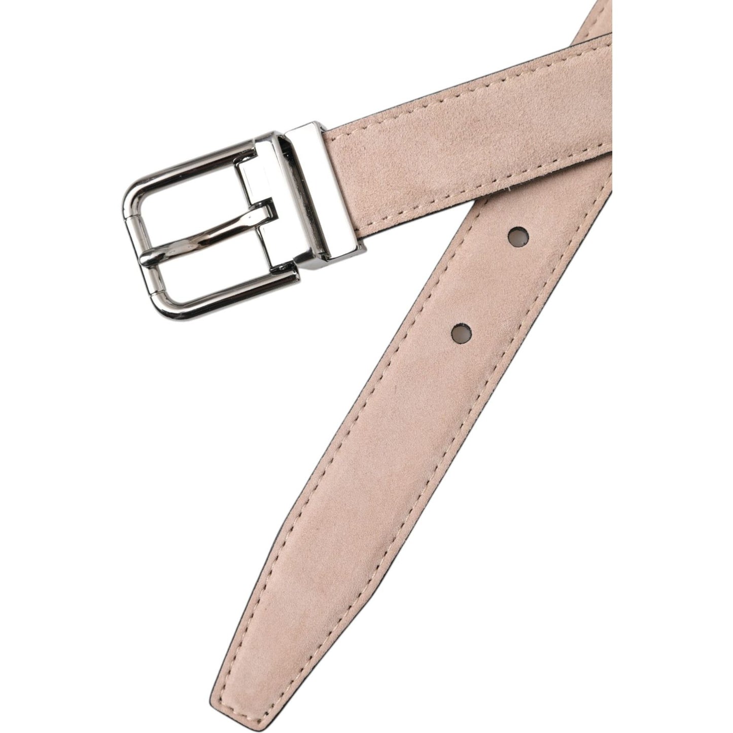 Dolce & Gabbana Beige Suede Leather Silver Buckle Belt Men Dolce & Gabbana Gray