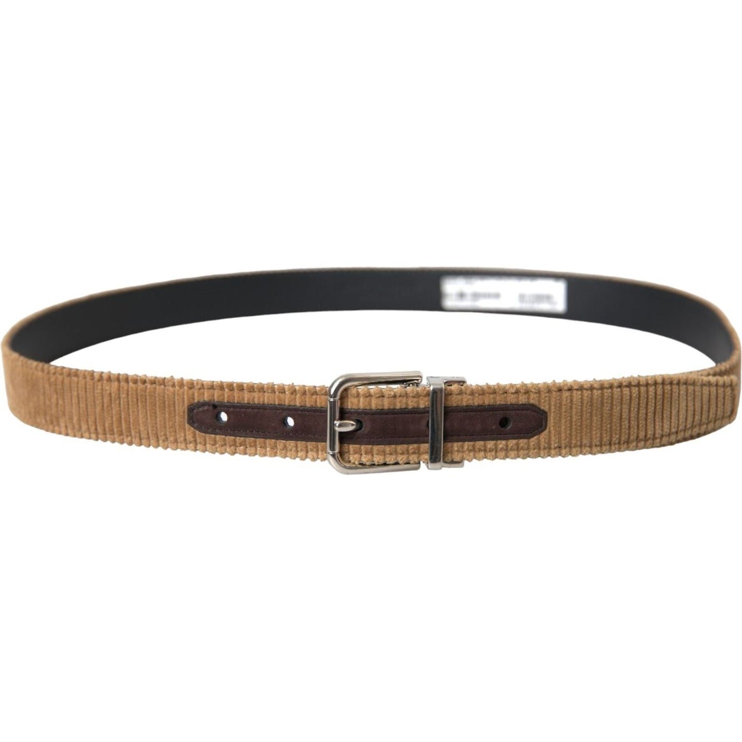 Dolce & Gabbana Brown Velvet Silver Metal Buckle Belt Men Dolce & Gabbana Dim Gray