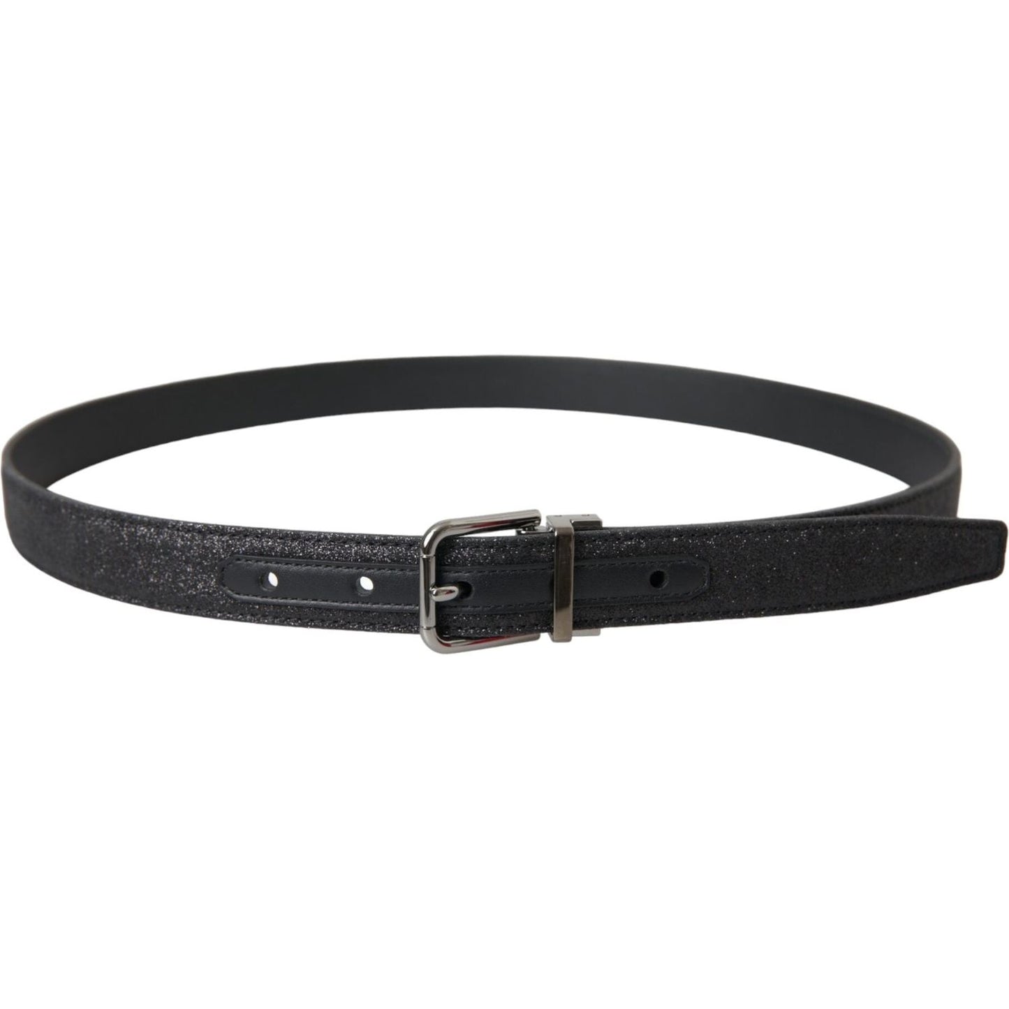 Dolce & Gabbana Black Glittered Leather Silver Buckle Belt Dolce & Gabbana Dark Slate Gray