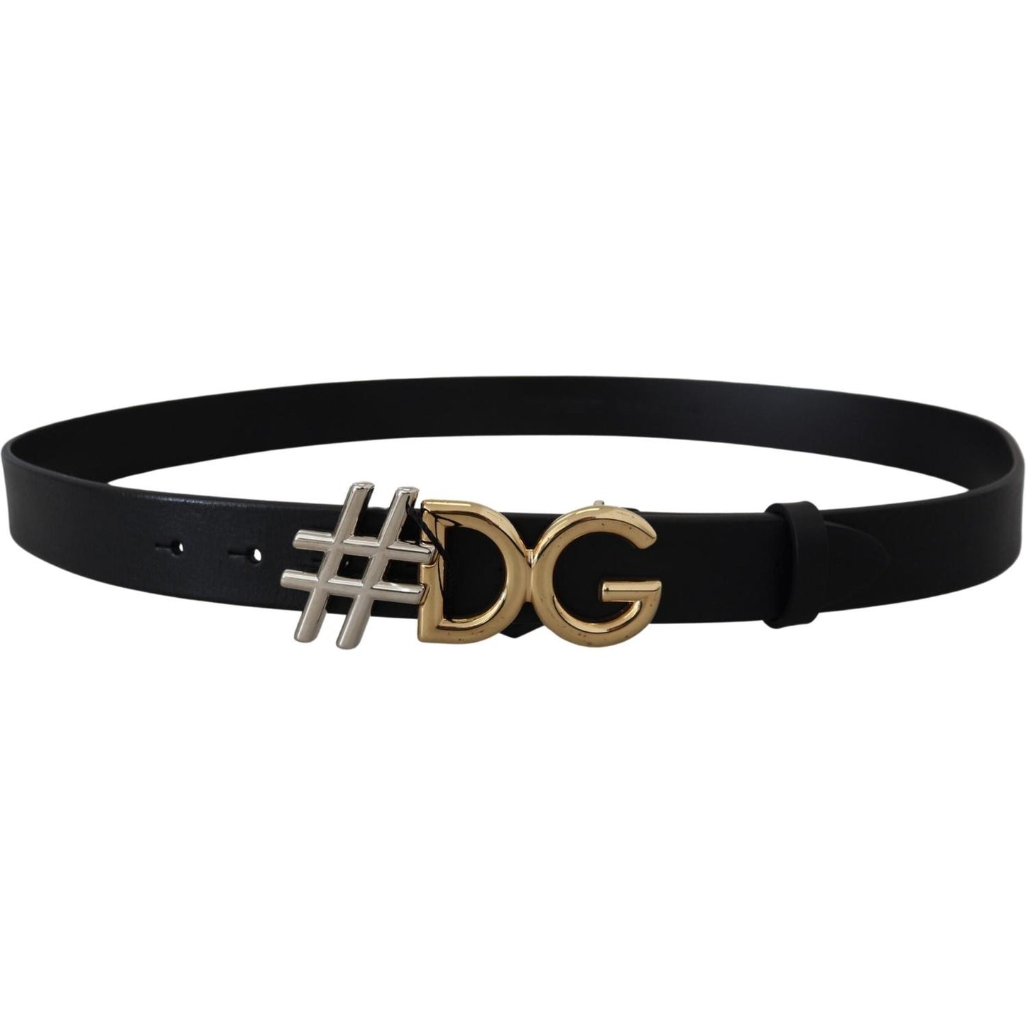 Dolce & Gabbana Black Leather Metal #DG Logo Buckle Belt Dolce & Gabbana Black