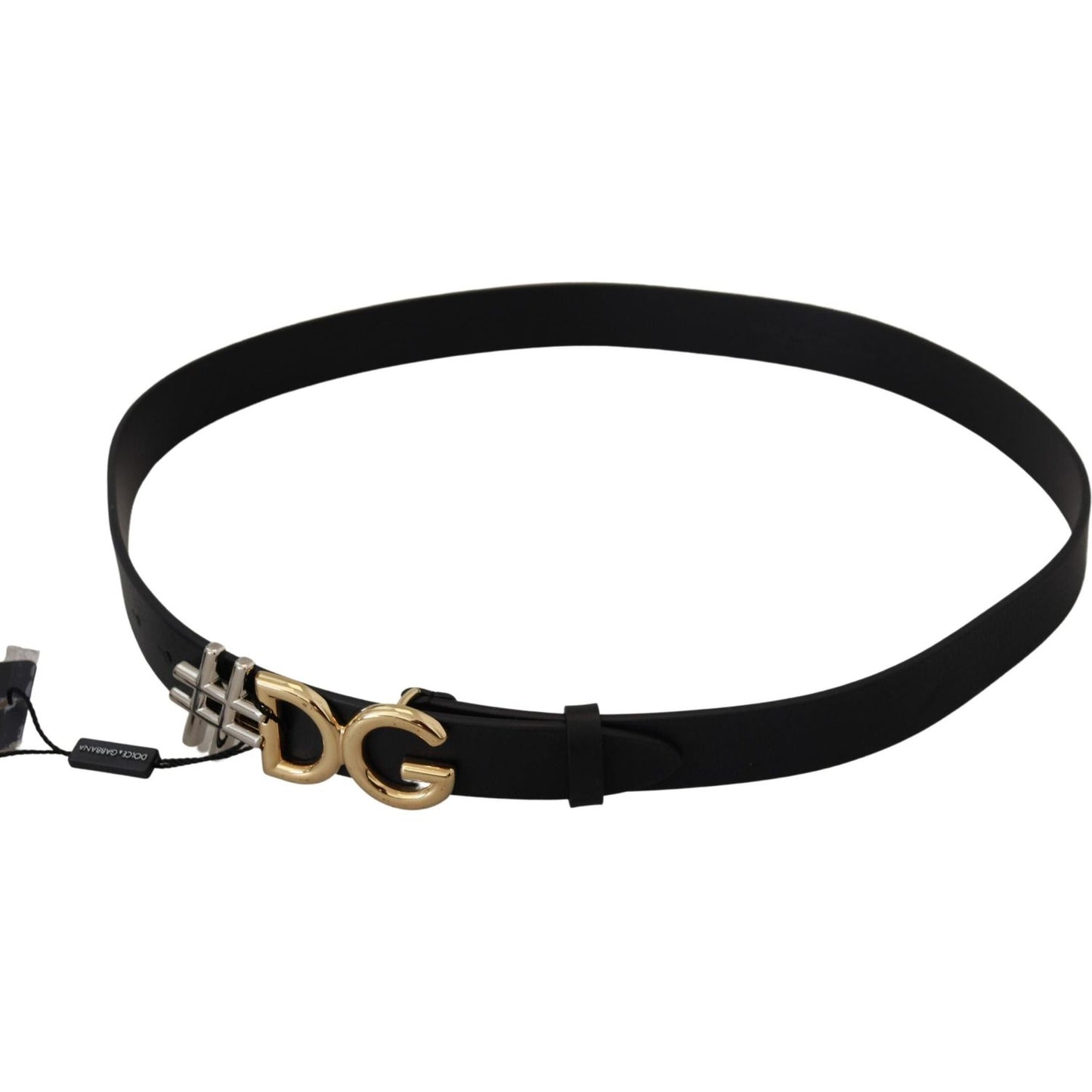 Dolce & Gabbana Black Leather Metal #DG Logo Buckle Belt Dolce & Gabbana Black