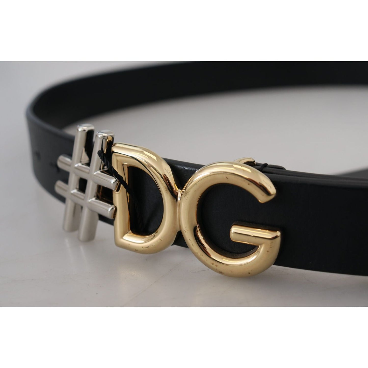 Dolce & Gabbana Black Leather Metal #DG Logo Buckle Belt Dolce & Gabbana Dark Gray