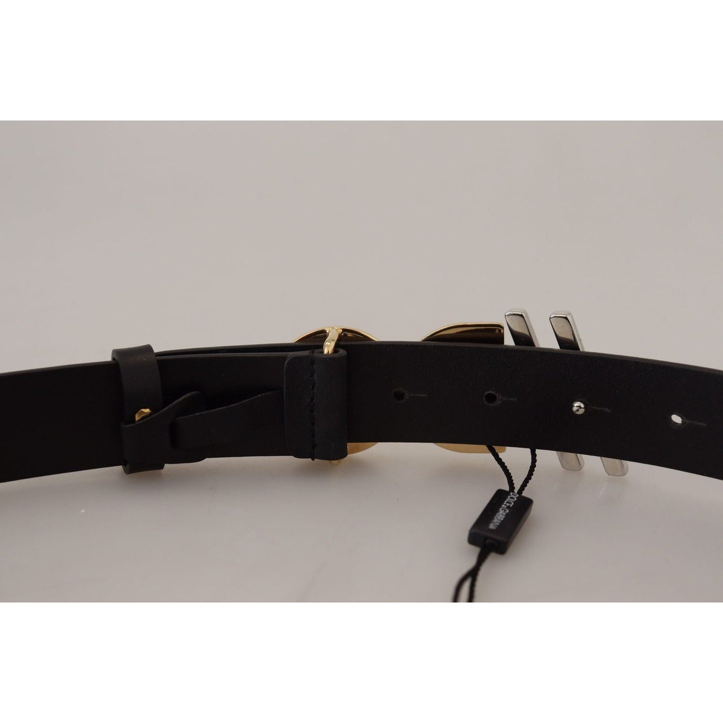Dolce & Gabbana Black Leather Metal #DG Logo Buckle Belt Dolce & Gabbana Dark Gray