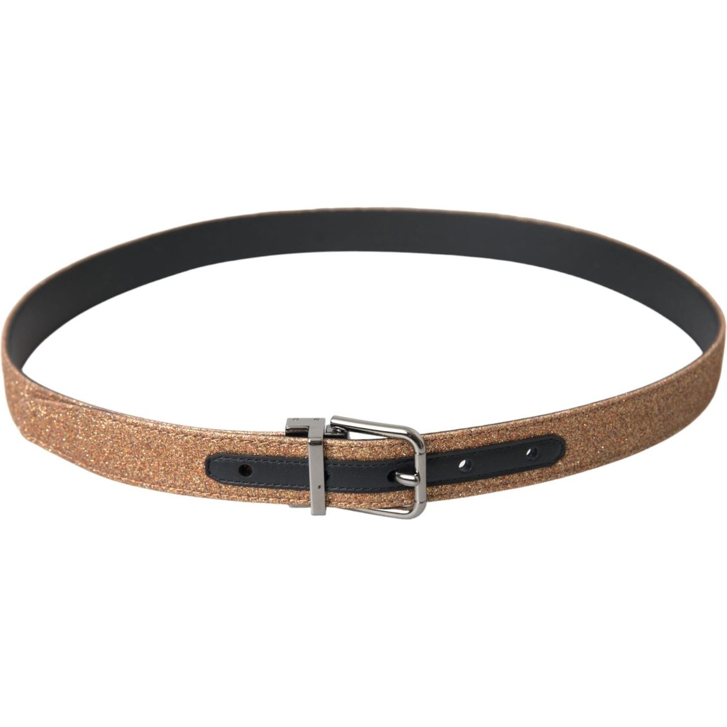 Dolce & Gabbana Gold Glitter Leather Silver Metal Buckle Belt Dolce & Gabbana Dark Slate Gray