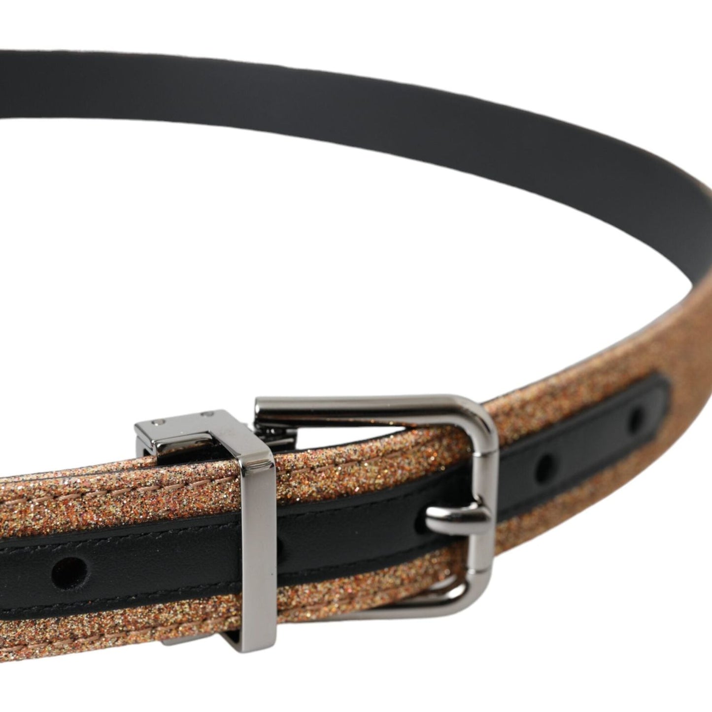 Dolce & Gabbana Gold Glitter Leather Silver Metal Buckle Belt Dolce & Gabbana Dark Slate Gray