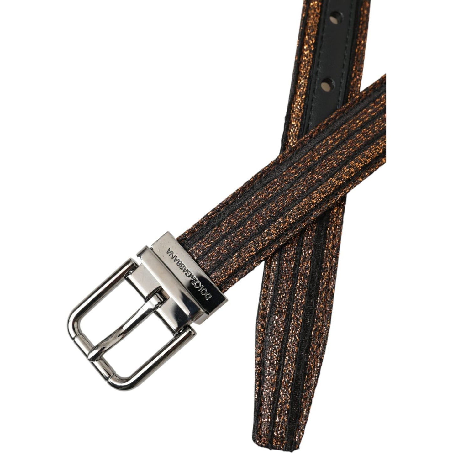 Dolce & Gabbana Gold Jacquard Stripes Silver Metal Buckle Belt Dolce & Gabbana Dark Slate Gray