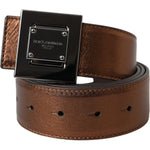 Dolce & Gabbana Metallic Bronze Leather Square Metal Buckle Belt Dolce & Gabbana Dark Slate Gray