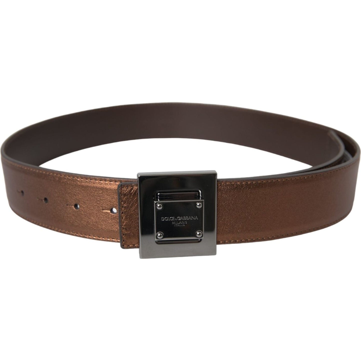 Dolce & Gabbana Metallic Bronze Leather Square Metal Buckle Belt Dolce & Gabbana Dark Slate Gray