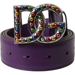 Dolce & Gabbana Purple Leather DG Logo Studs Metal Buckle Belt Dolce & Gabbana Dark Slate Gray