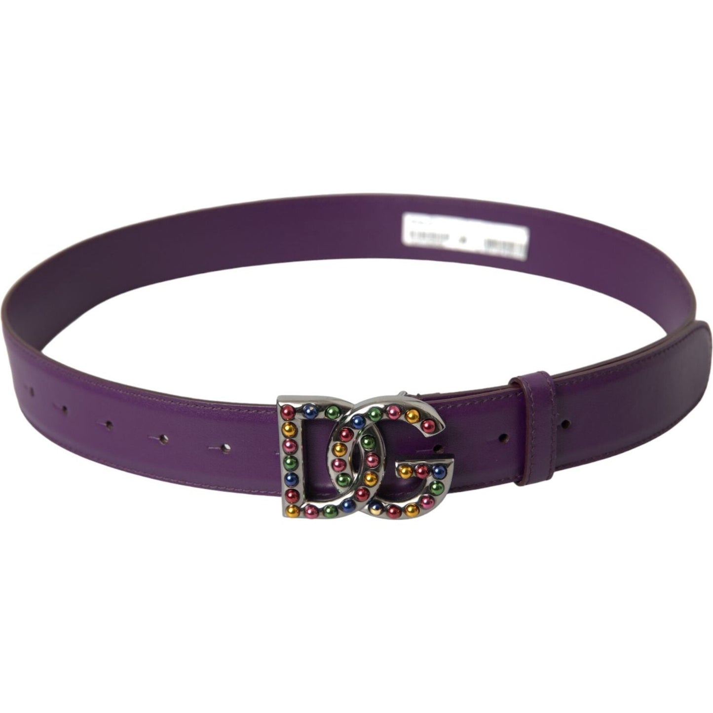 Dolce & Gabbana Purple Leather DG Logo Studs Metal Buckle Belt Dolce & Gabbana Dark Slate Gray