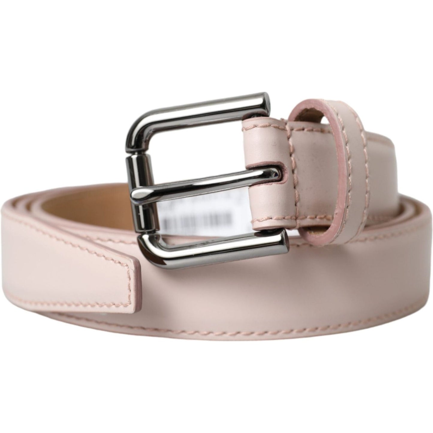 Dolce & Gabbana Light Pink Leather Silver Metal Buckle Belt Dolce & Gabbana Rosy Brown