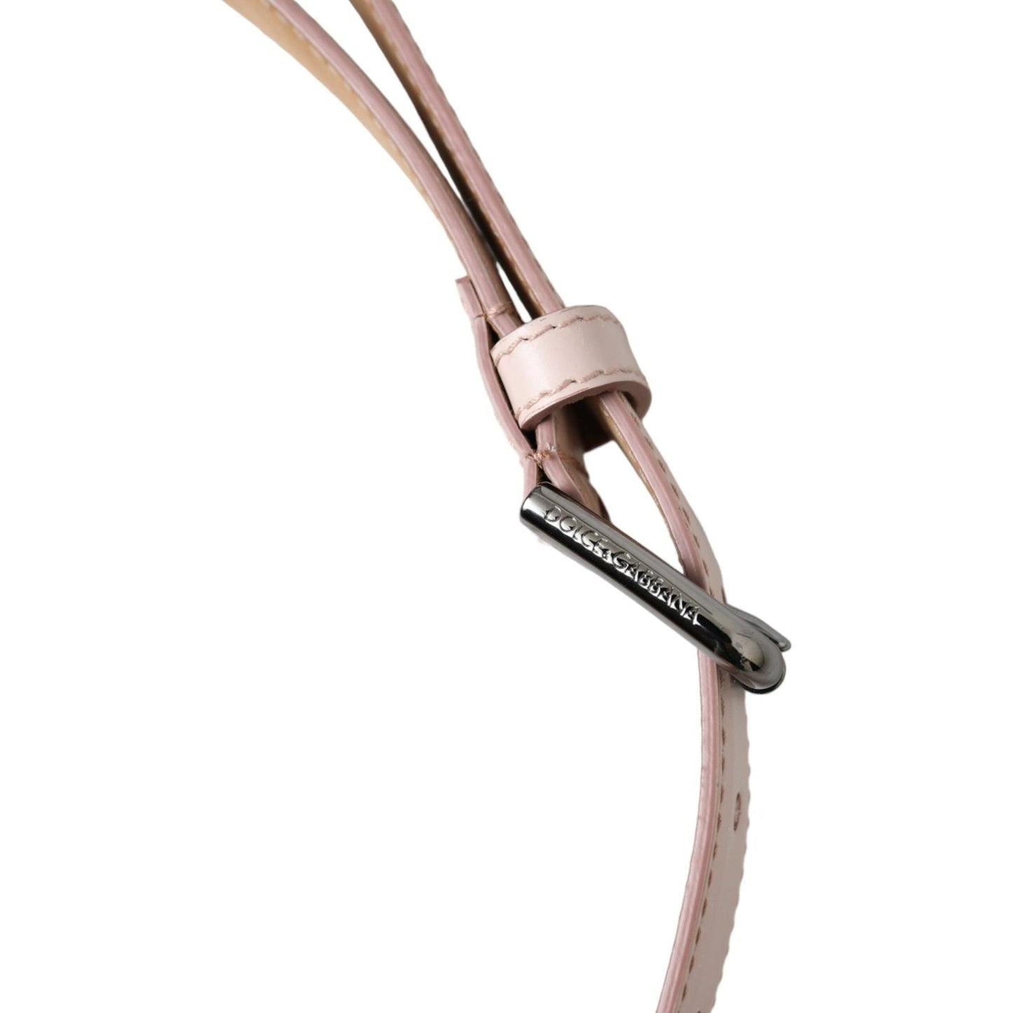 Dolce & Gabbana Light Pink Leather Silver Metal Buckle Belt Dolce & Gabbana Rosy Brown