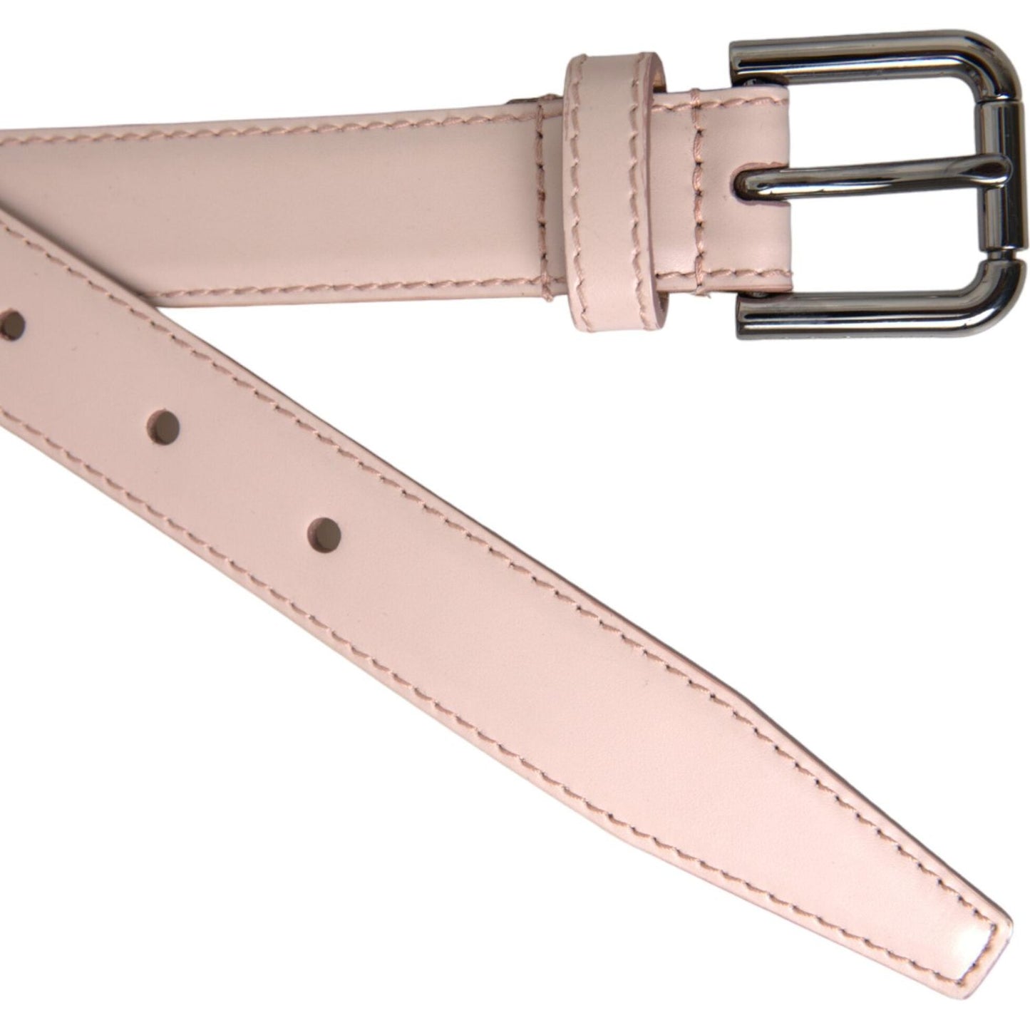 Dolce & Gabbana Light Pink Leather Silver Metal Buckle Belt Dolce & Gabbana Gray