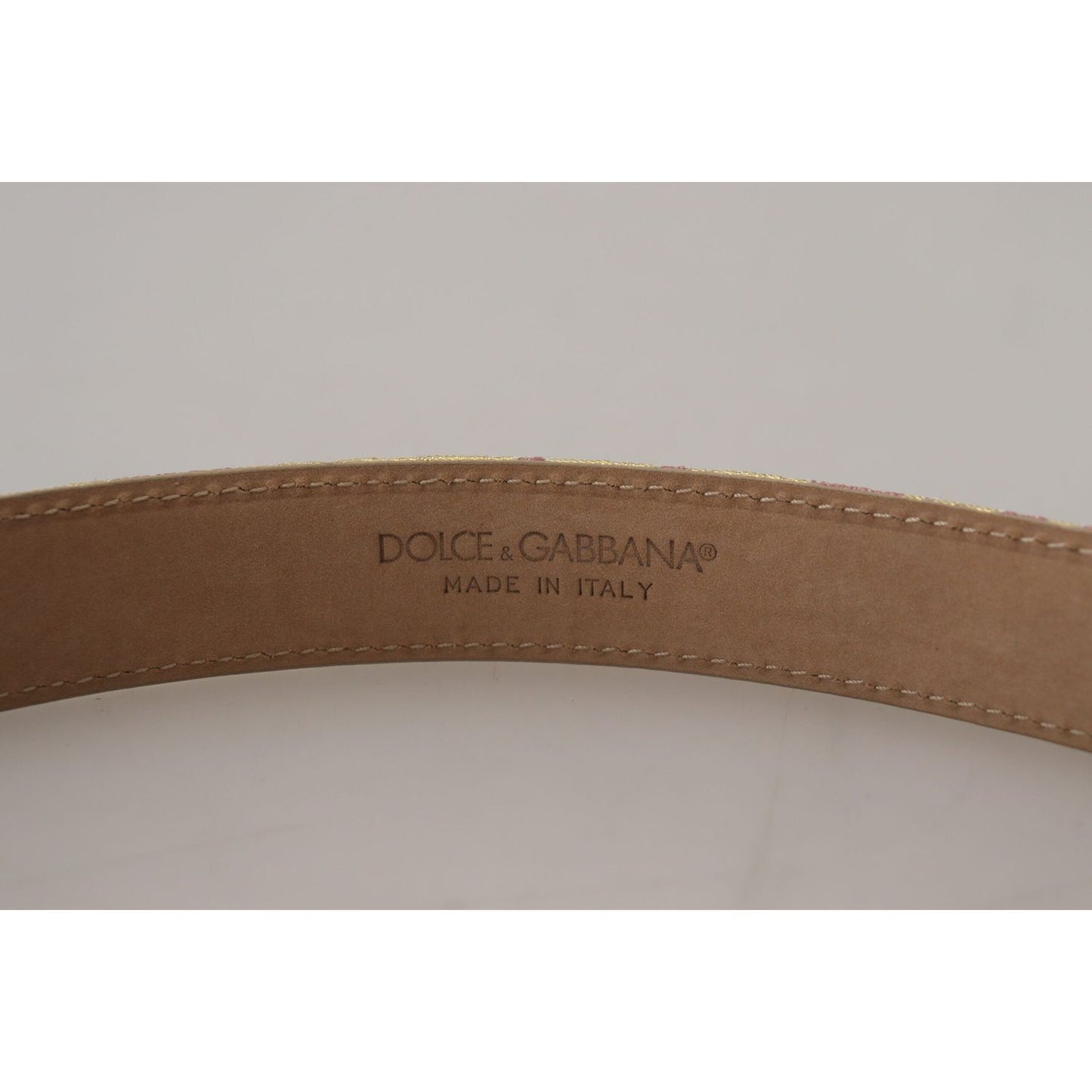 Dolce & Gabbana Pink Jaquard DG Logo Gold Metal Buckle Belt Dolce & Gabbana Dark Gray
