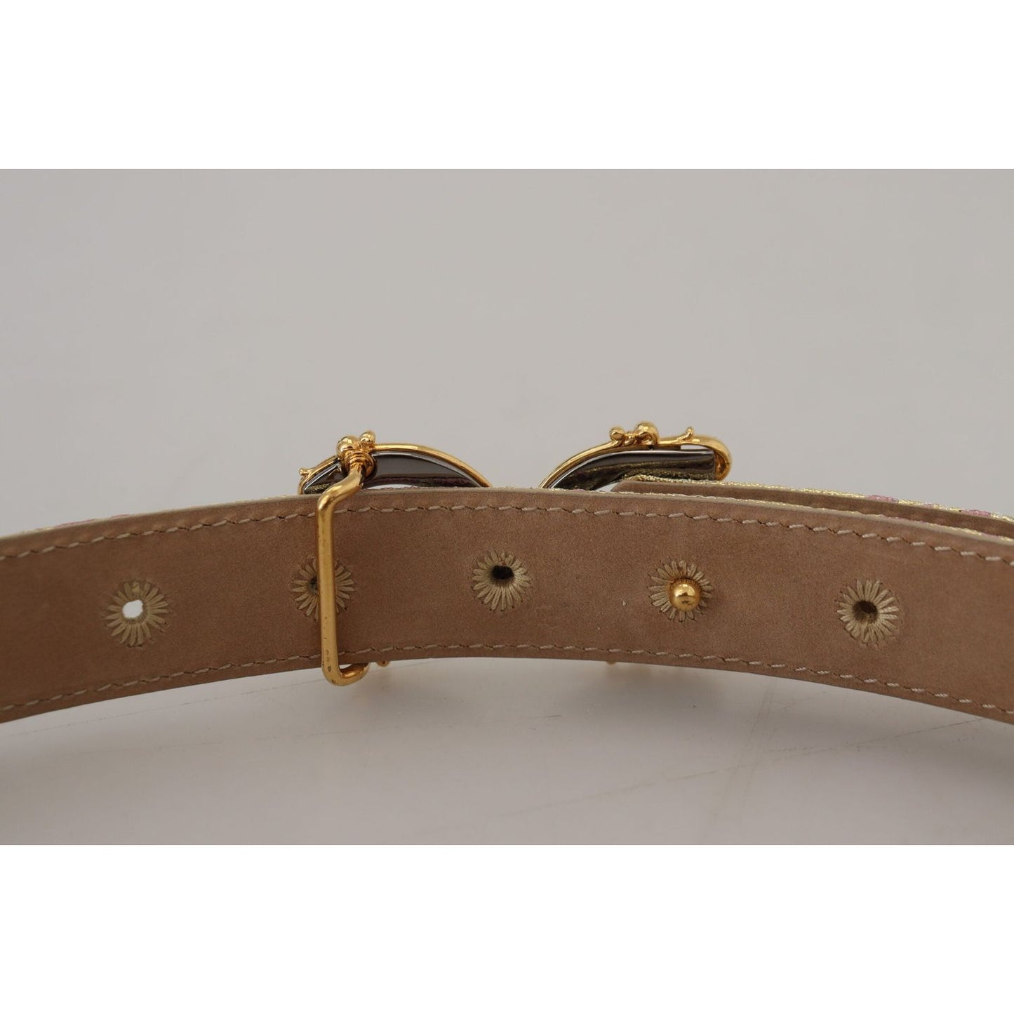 Dolce & Gabbana Pink Jaquard DG Logo Gold Metal Buckle Belt Dolce & Gabbana Dark Gray