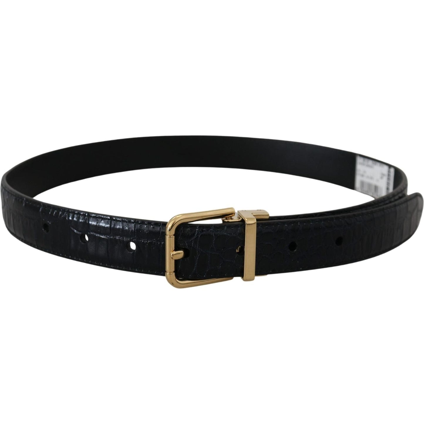 Dolce & Gabbana Black Exotic Leather Gold Metal Buckle Belt Dolce & Gabbana Black