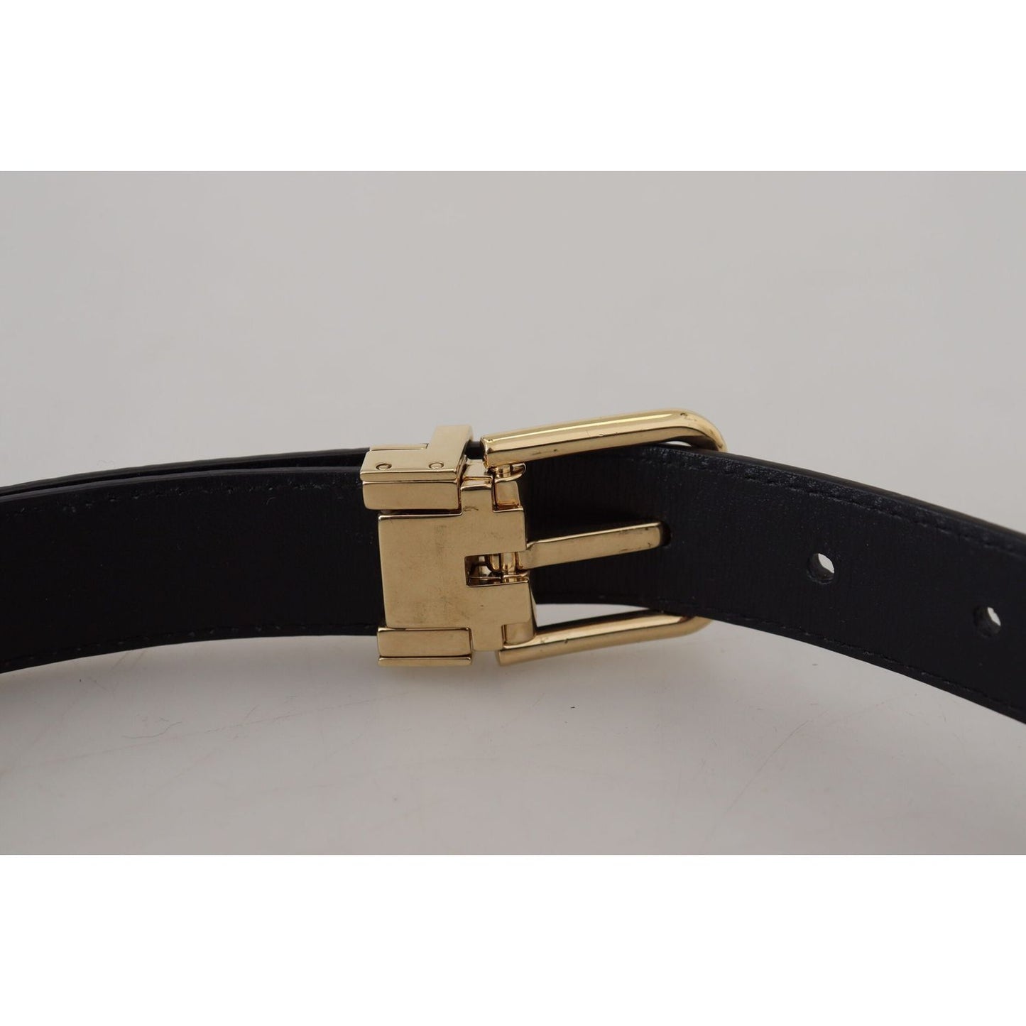 Dolce & Gabbana Black Exotic Leather Gold Metal Buckle Belt Dolce & Gabbana Dark Gray