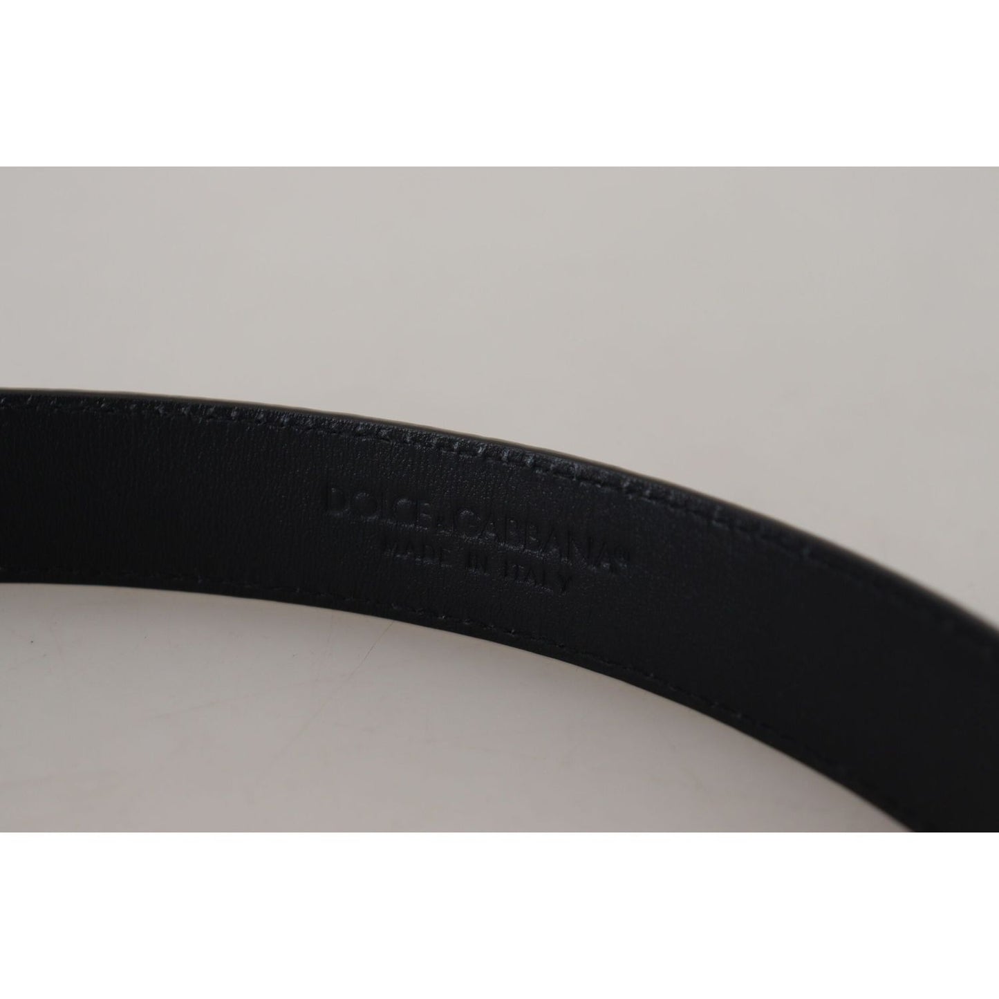 Dolce & Gabbana Black Exotic Leather Gold Metal Buckle Belt Dolce & Gabbana Dark Gray