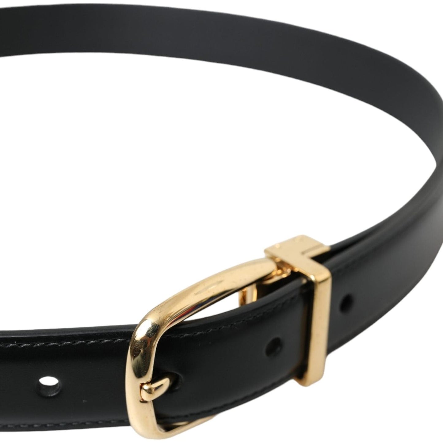 Dolce & Gabbana Black Calf Leather Gold Metal Buckle Belt Dolce & Gabbana Dark Slate Gray