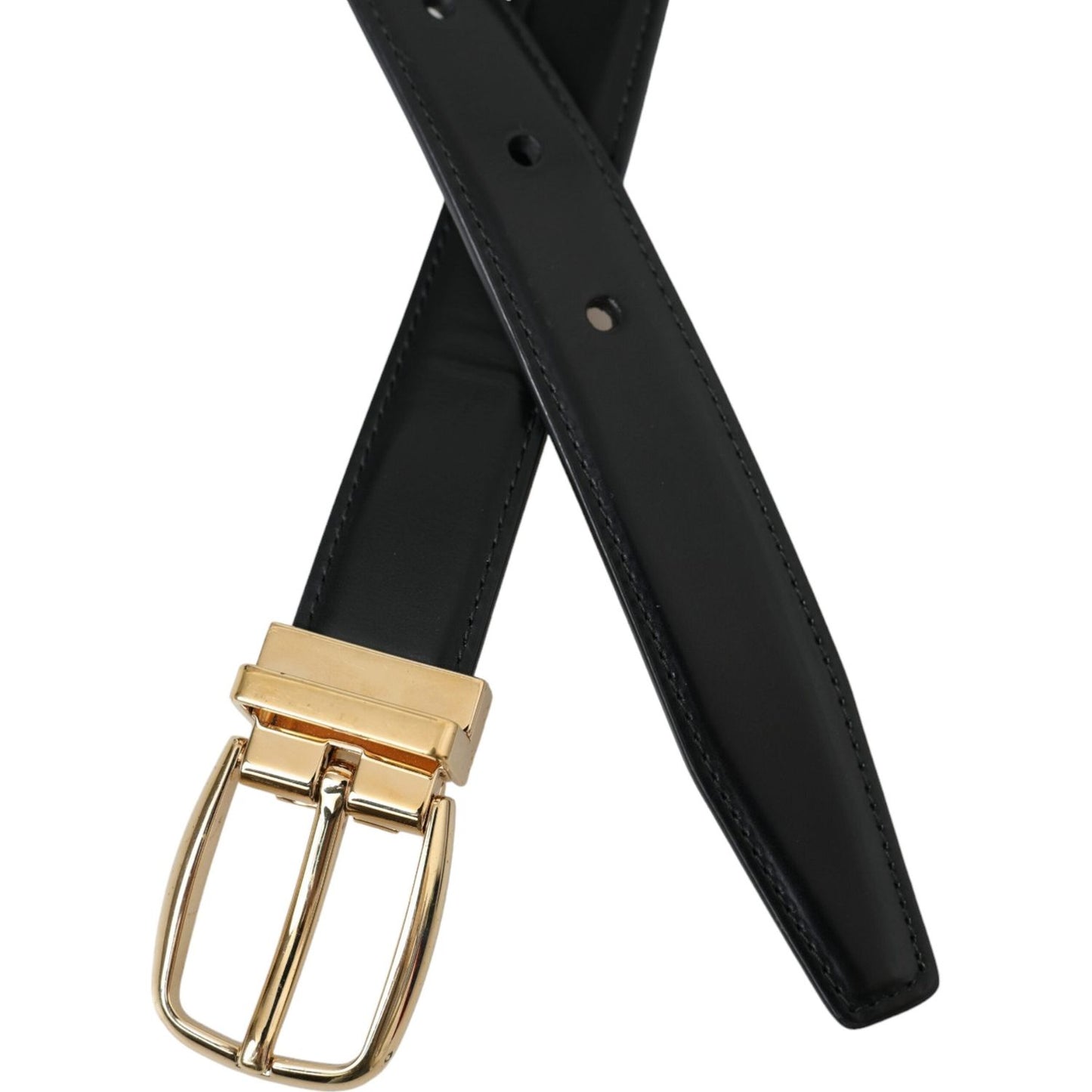 Dolce & Gabbana Black Calf Leather Gold Metal Buckle Belt Dolce & Gabbana Tan