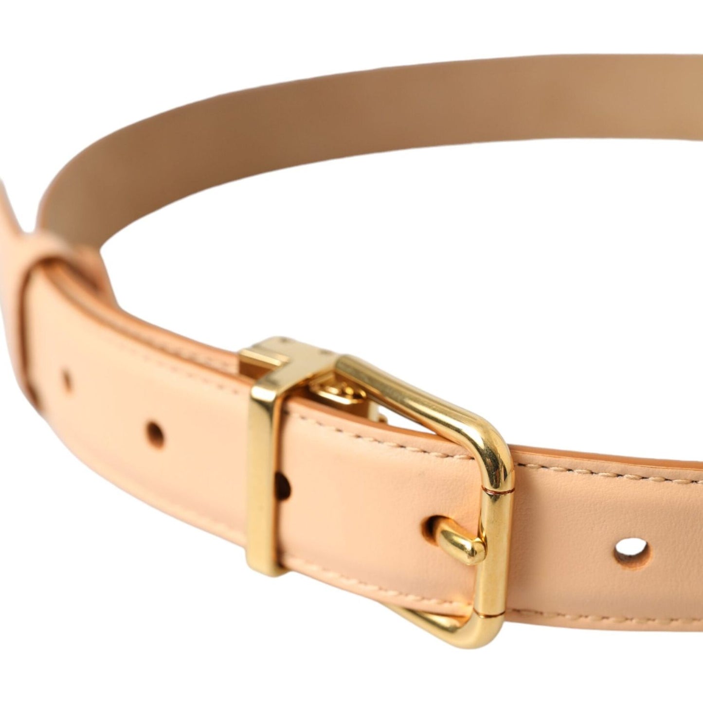 Dolce & Gabbana Beige Calfskin Leather Gold Metal Buckle Belt Dolce & Gabbana Tan