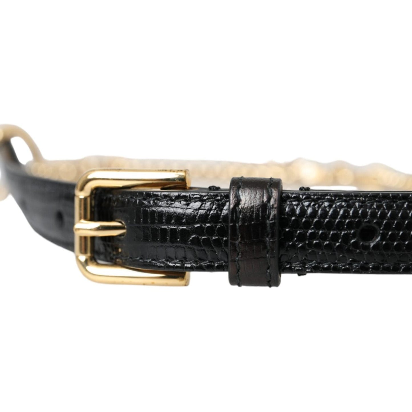 Dolce & Gabbana Black Leather Gold Chain Crystal Waist Women Belt Dolce & Gabbana Wheat