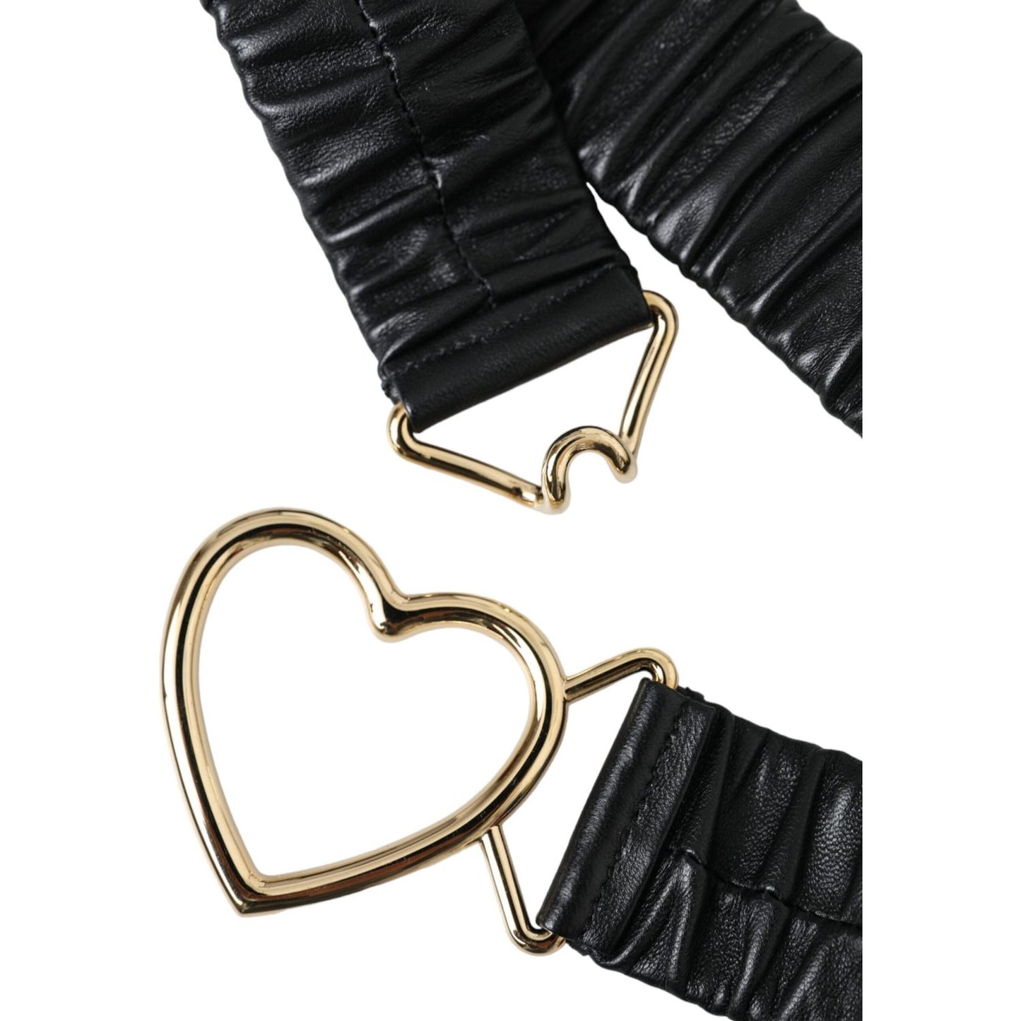 Dolce & Gabbana Black Leather Gold Heart Metal Buckle Belt Dolce & Gabbana Black