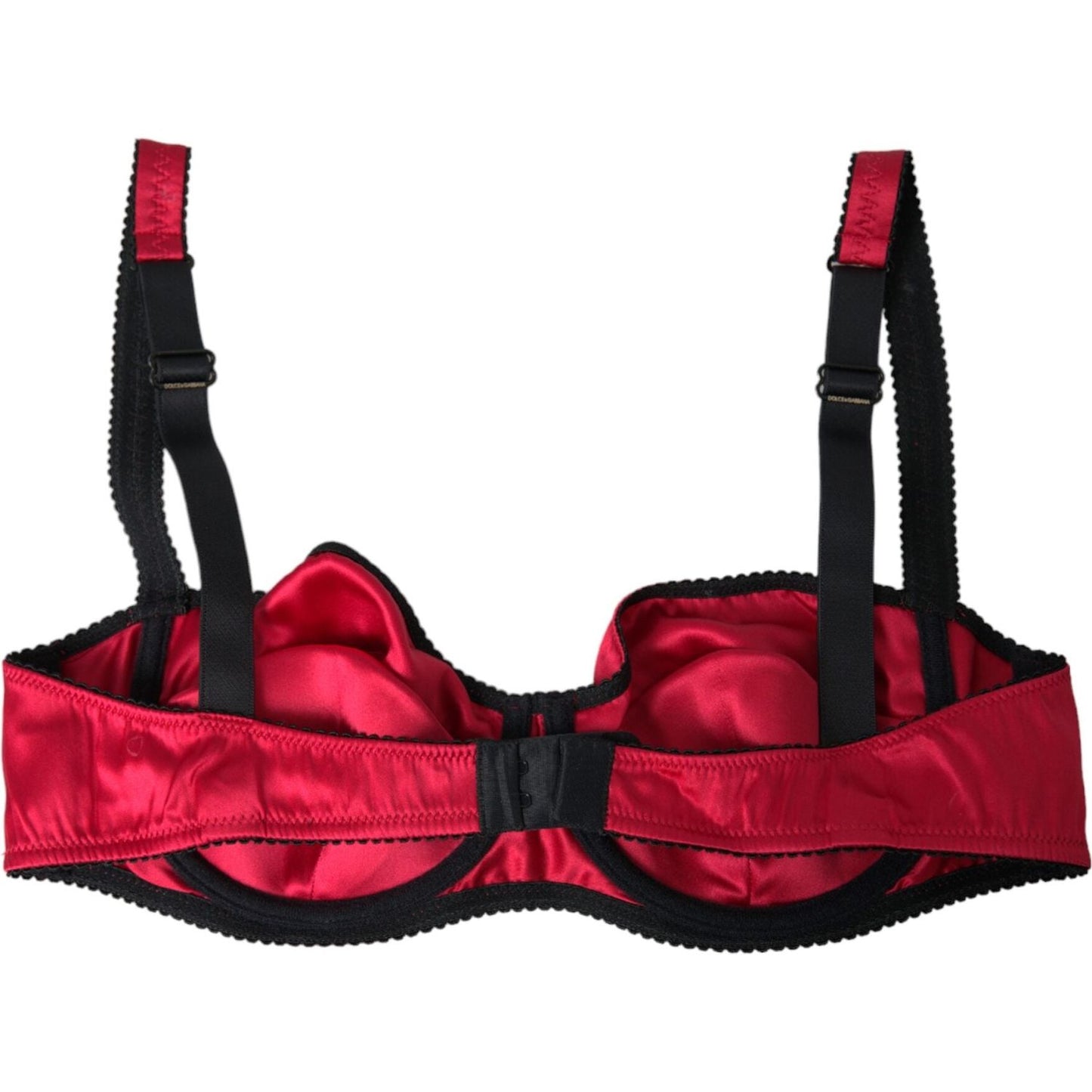 Dolce & Gabbana Bordeaux Silk Stretch Balconcino Bra Underwear Dolce & Gabbana Black