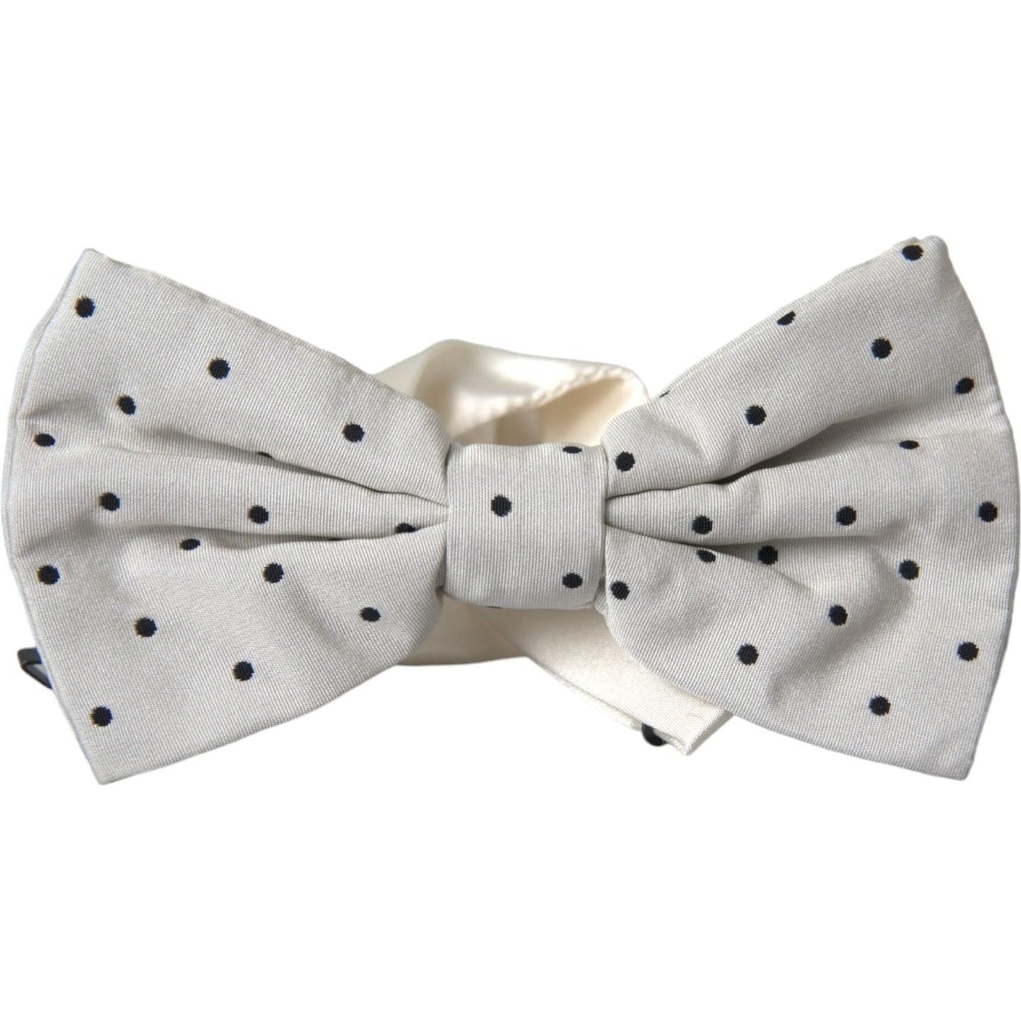 Dolce & Gabbana White Black Polka Dot Polyester Bow Tie Men Dolce & Gabbana Gray